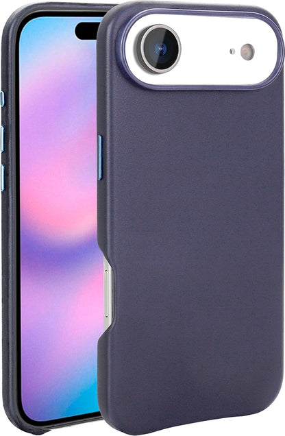 Rengareng iPhone 17 Air Kılıf M-Safe Şarj Özellikli Pu Deri Görünümlü Mnc Kupra Kapak - Lacivert