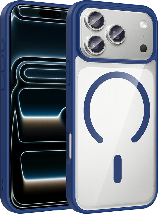Rengareng iPhone 17 Pro Kılıf M-Safe Wireless Şarj Özellikli Silikon Mnc Ege Kapak - Lacivert
