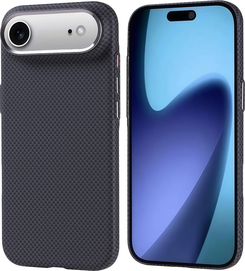 Rengareng iPhone 17 Air Kılıf M-Safe Şarj Özellikli Karbon Fiber Görünümlü Mnc Nekst Kapak - Siyah