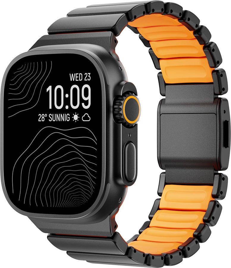 Rengareng Watch 7 45MM Zore KRD-152 Titanyum Silikon Kordon - Siyah-Turuncu