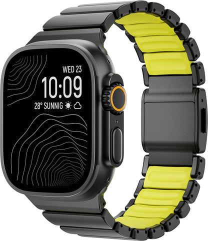 Rengareng Watch 7 45MM Zore KRD-152 Titanyum Silikon Kordon - Siyah-Yeşil