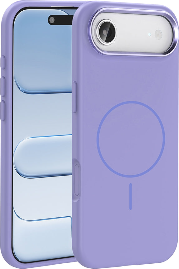 Rengareng iPhone 17 Air Kılıf M-Safe Şarj Özellikli Metal Kamera Çerçeveli Mnc Edi Silikon Kapak - Lila