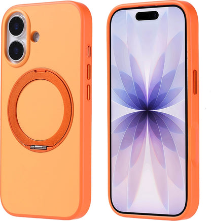 Rengareng iPhone 17 Kılıf M-Safe Şarj Özellikli Standlı Mnc Proton Silikon Kapak - Turuncu