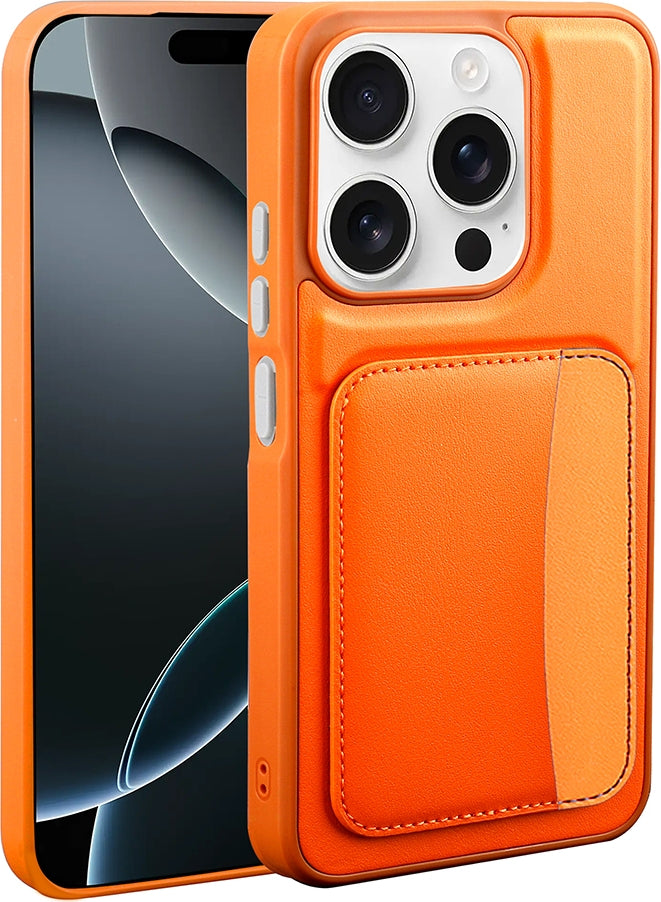 Rengareng iPhone 15 Kılıf Kartlıklı Zore X-Kart Silikon Kapak - Turuncu
