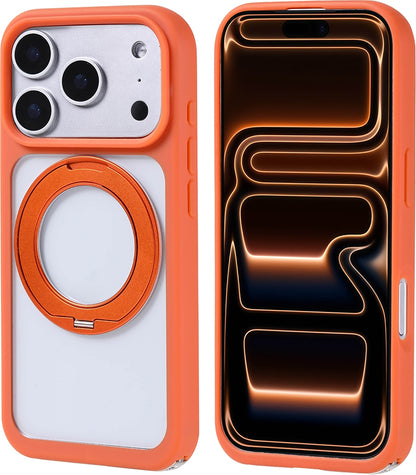 Rengareng iPhone 17 Pro Max Kılıf M-Safe Şarj Özellikli Standlı Mnc Piza Silikon Kapak - Siyah