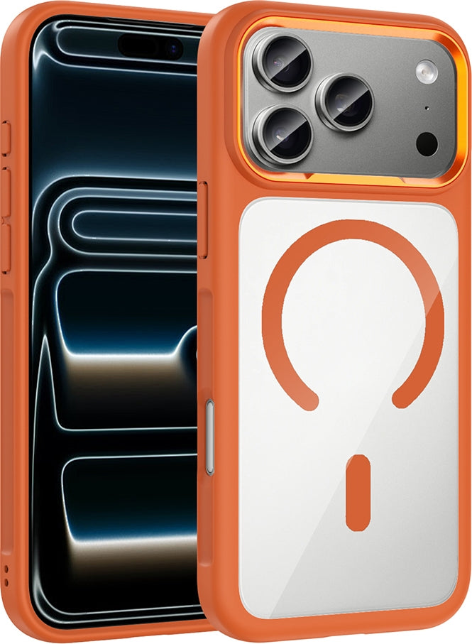 Rengareng iPhone 17 Pro Kılıf M-Safe Şarj Özellikli Metal Kamera Çerçeveli Zore Tiko Kapak - Siyah