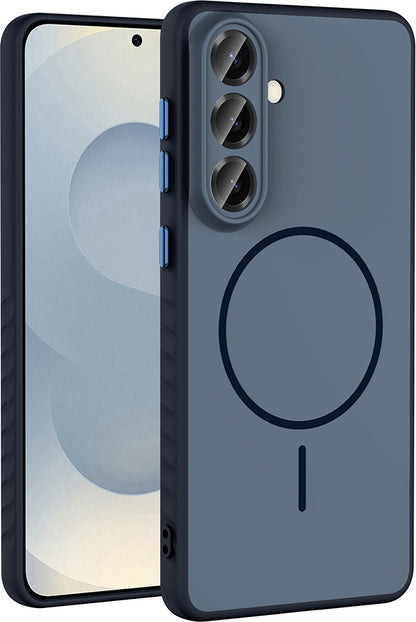 Rengareng Galaxy A57 Kılıf M-Safe Şarj Özellikli Zore Tea Kapak - Lacivert