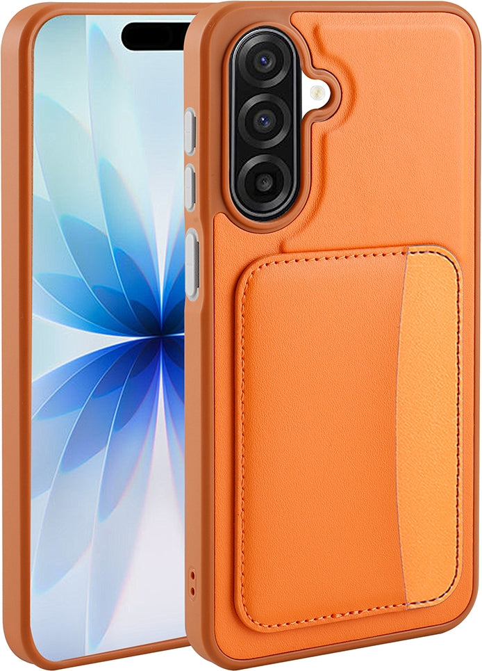 Rengareng Galaxy A17 Kılıf Kartlıklı Zore X-Kart Silikon Kapak - Turuncu