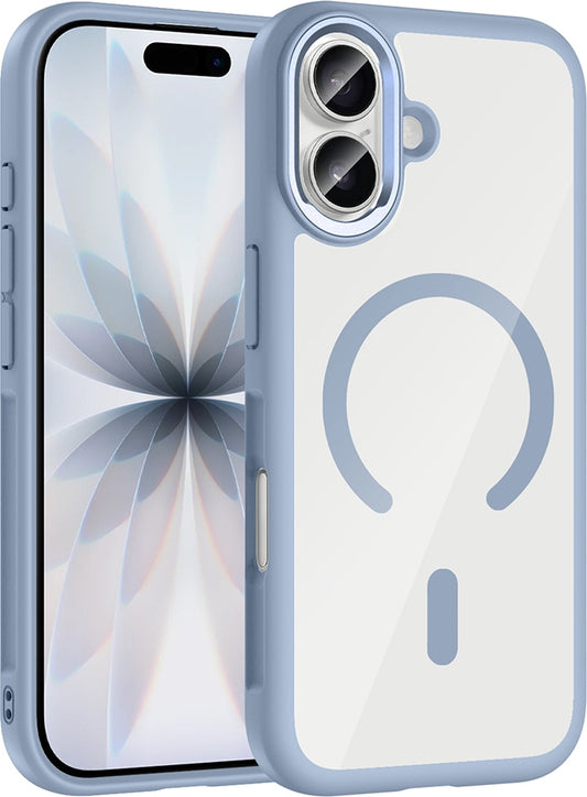 Rengareng iPhone 17 Kılıf M-Safe Şarj Özellikli Metal Kamera Çerçeveli Zore Tiko Kapak - Mavi