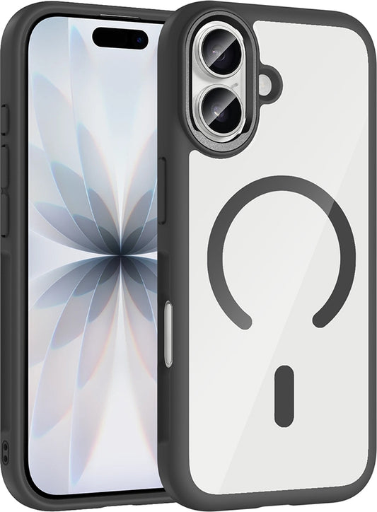 Rengareng iPhone 17 Kılıf M-Safe Şarj Özellikli Metal Kamera Çerçeveli Zore Tiko Kapak - Siyah