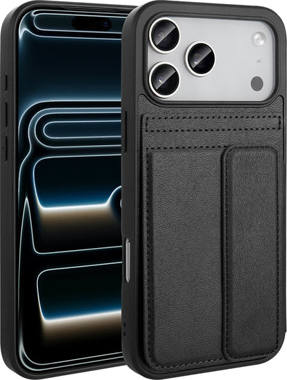 Rengareng iPhone 17 Pro Max Kılıf Pu Deri Kartlıklı Zore Sevilla Kapak - Siyah