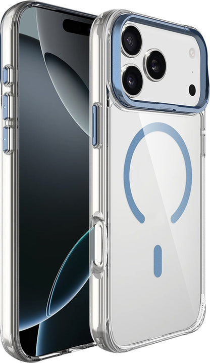 Rengareng iPhone 17 Pro Max Kılıf M-Safe Şarj Özellikli Airbagli Kamera Standlı Zore Azor Kapak - Lacivert