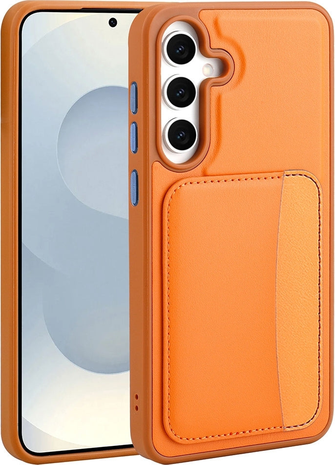 Rengareng Galaxy S25 Fe Kılıf Kartlıklı Zore X-Kart Silikon Kapak - Kahverengi