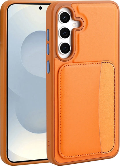 Rengareng Galaxy S25 Fe Kılıf Kartlıklı Zore X-Kart Silikon Kapak - Kahverengi