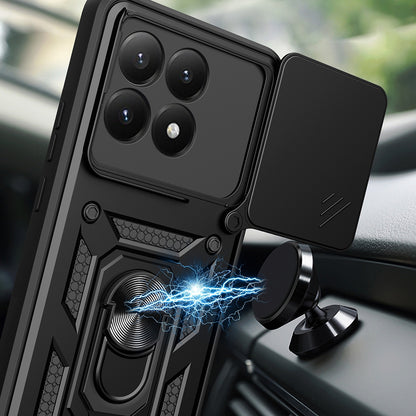 Rengareng 15T Kılıf Magnetik Standlı Kamera Korumalı Zore Sürgülü Vega Kapak - Mavi