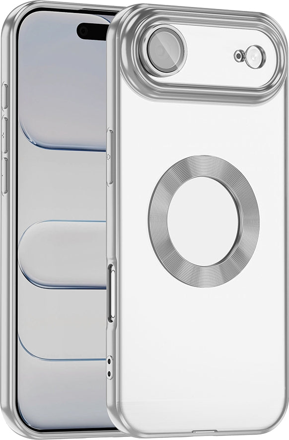 Rengareng iPhone 17 Air Kılıf Kamera Korumalı Logo Gösteren Zore Omega Kapak - Gümüş