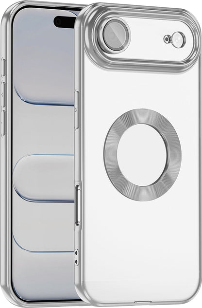 Rengareng iPhone 17 Air Kılıf Kamera Korumalı Logo Gösteren Zore Omega Kapak - Gümüş