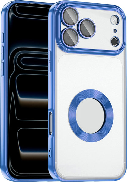 Rengareng iPhone 17 Pro Kılıf Kamera Korumalı Logo Gösteren Zore Omega Kapak - Mavi