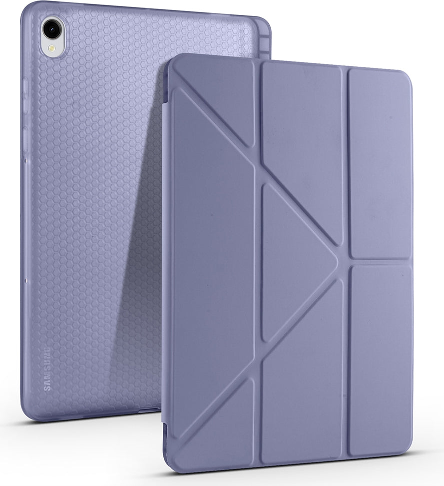 Rengareng Galaxy Tab S11 Kılıf Zore Tri Folding Kalem Bölmeli Standlı Kılıf - Mor