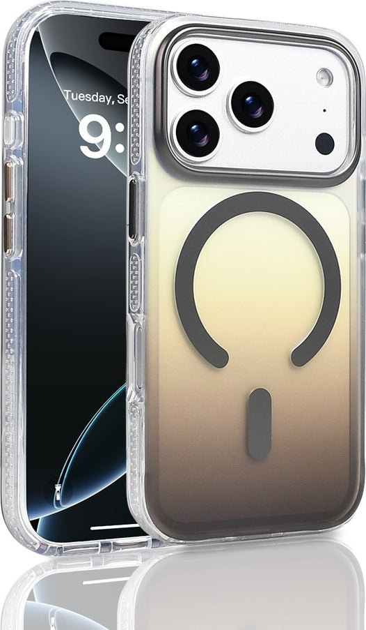 Rengareng iPhone 17 Pro Kılıf M-Safe Şarj Özellikli Transparan Renk Geçişli Mnc Toros Kapak - Gri
