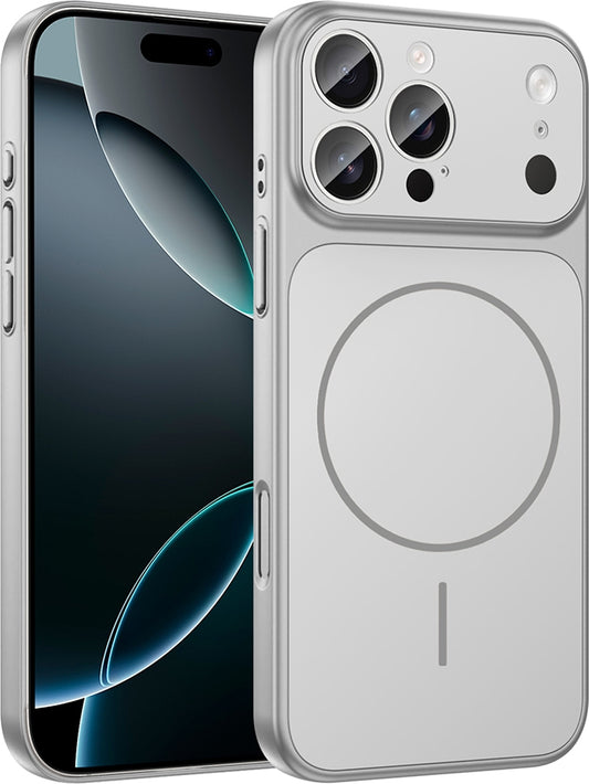 Rengareng iPhone 14 Pro Kılıf Zore M-Safe Şarj Özellikli Kamera Korumalı Formen Kapak - Gümüş