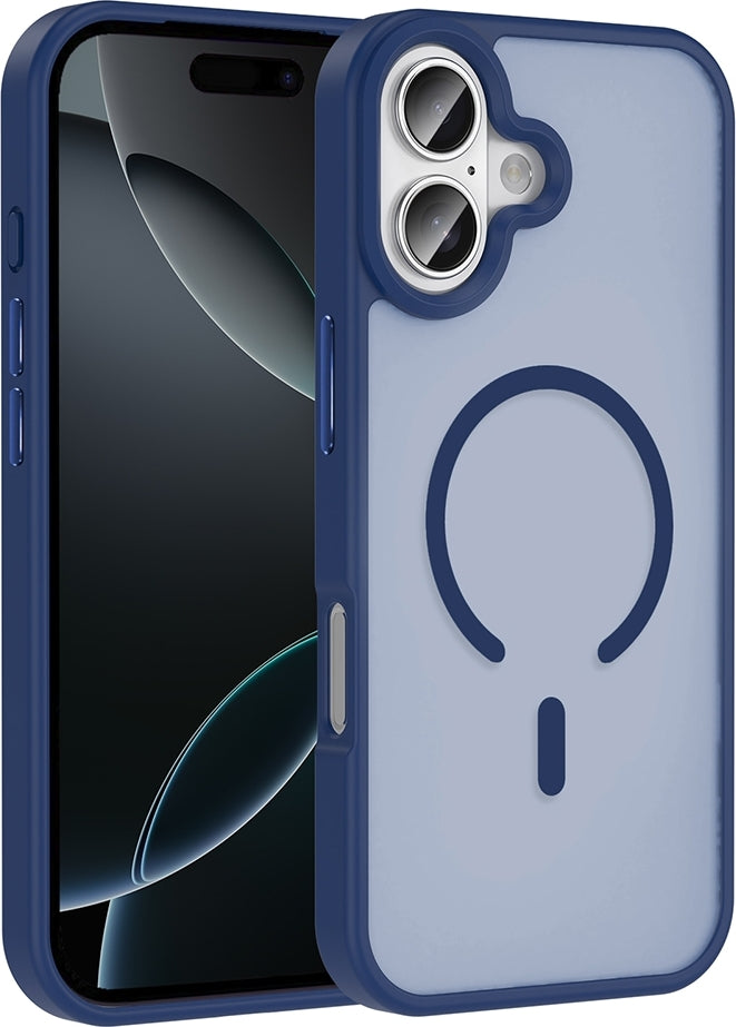Rengareng iPhone 17 Kılıf M-Safe Şarj Özellikli Mat Arka Yüzey Mnc Sio Kapak - Lacivert