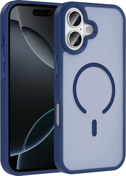 Rengareng iPhone 17 Kılıf M-Safe Şarj Özellikli Mat Arka Yüzey Mnc Sio Kapak - Lacivert
