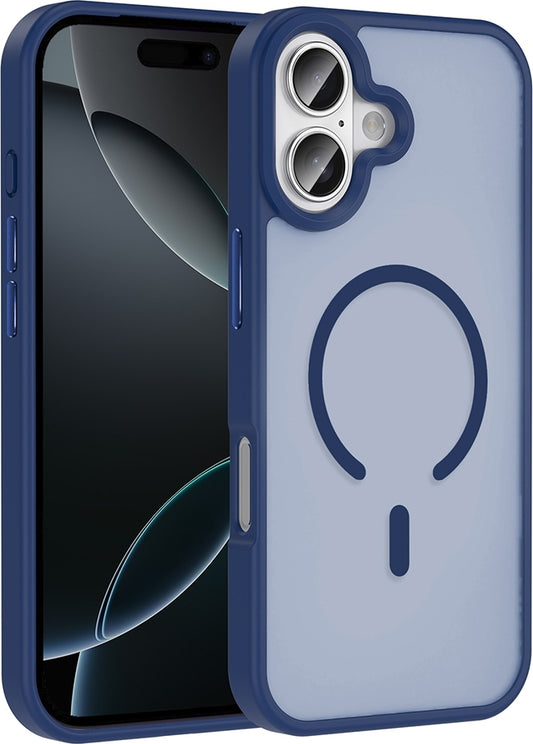 Rengareng iPhone 17 Kılıf M-Safe Şarj Özellikli Mat Arka Yüzey Mnc Sio Kapak - Lacivert