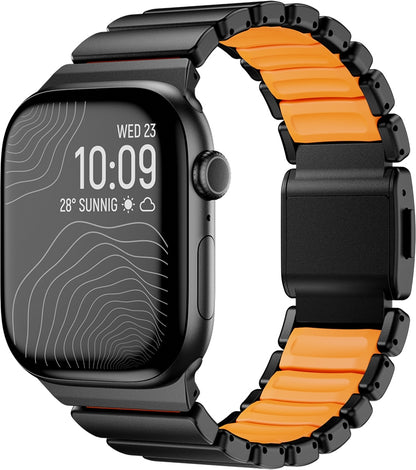 Rengareng Watch 44MM Zore KRD-152 Titanyum Silikon Kordon - Siyah-Turuncu