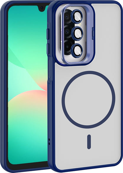 Rengareng Galaxy A17 Kılıf Standlı ve Kamera Lens Hediyeli Zore Etro Kapak - Lacivert