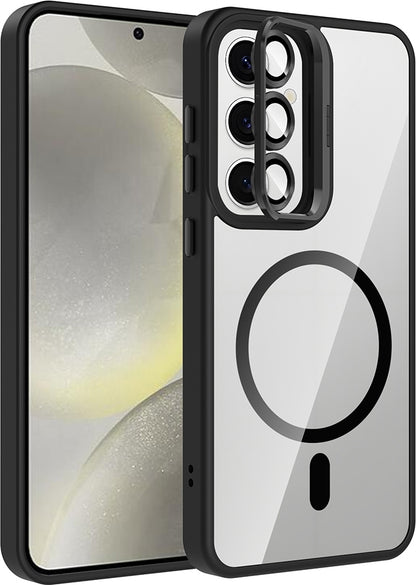Rengareng Galaxy S25 Fe Kılıf Standlı ve Kamera Lens Hediyeli M-Safe Şarj Özellikli Zore Etro Kapak - Gri