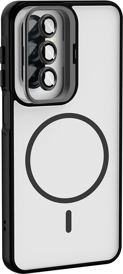 Rengareng Galaxy A17 Kılıf Standlı ve Kamera Lens Hediyeli Zore Etro Kapak - Lacivert
