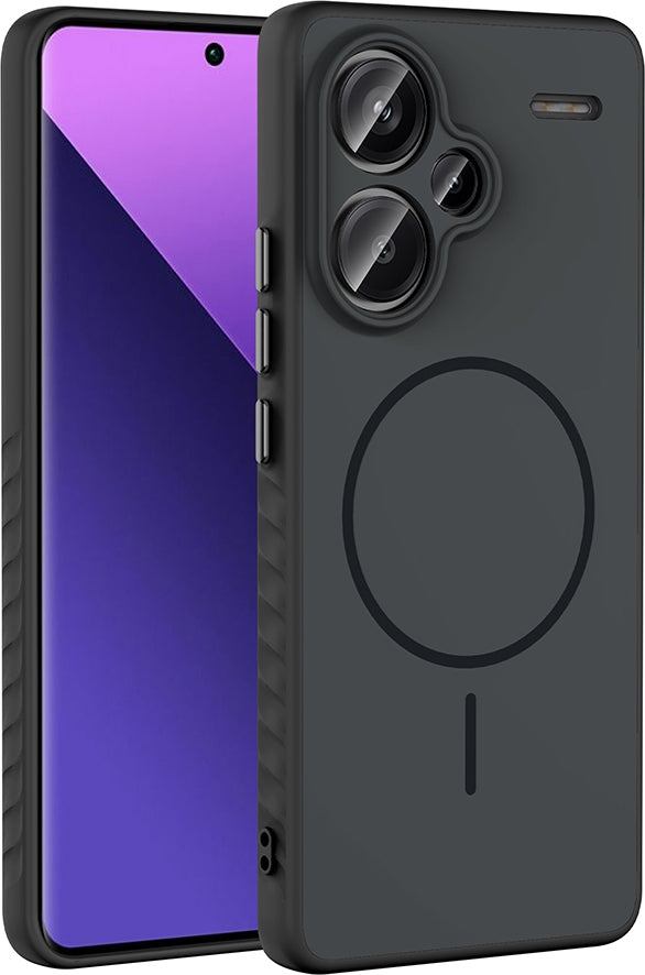 Rengareng Redmi Note 13 Pro Plus 5g Kılıf M-Safe Şarj Özellikli Zore Tea Kapak - Siyah