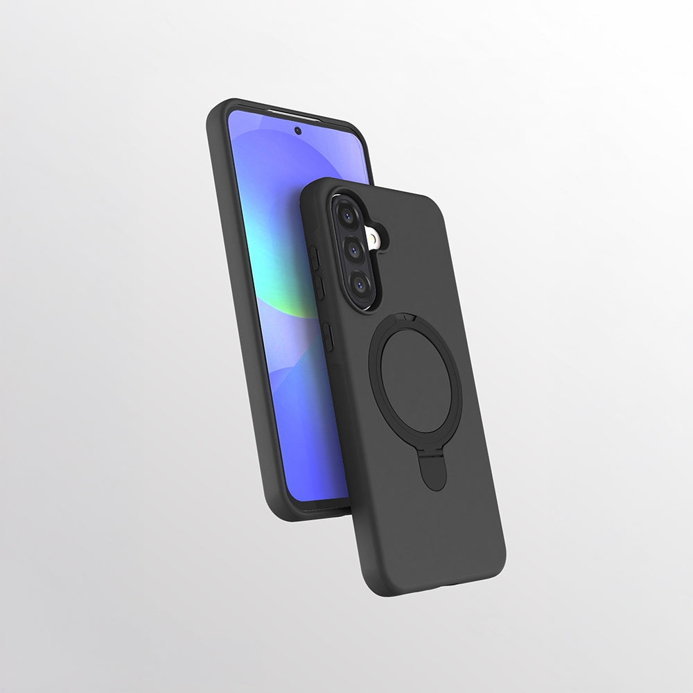 Rengareng Galaxy A56 Kılıf M-Safe Şarj Özellikli Standlı Mnc Samara Kapak - Siyah