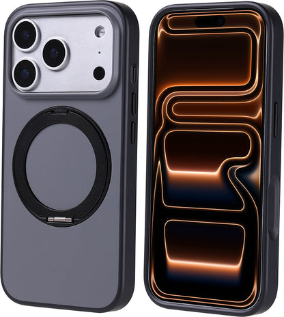 Rengareng iPhone 17 Pro Kılıf M-Safe Şarj Özellikli Standlı Mnc Proton Silikon Kapak - Siyah