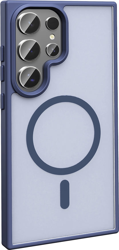 Rengareng Galaxy S26 Ultra Kılıf M-Safe Şarj Özellikli Mat Arka Yüzey Zore Sio Kapak - Lacivert