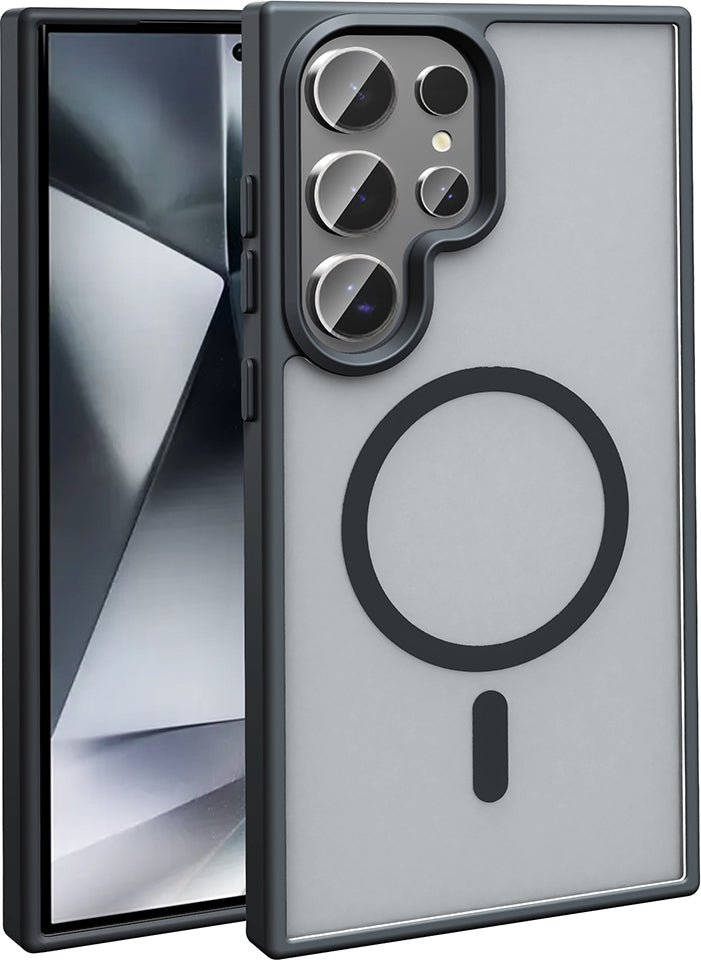 Rengareng Galaxy S26 Ultra Kılıf M-Safe Şarj Özellikli Mat Arka Yüzey Zore Sio Kapak - Siyah
