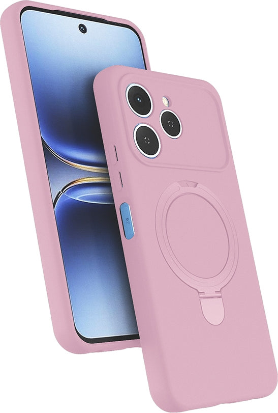 Rengareng Tecno Spark 40 Kılıf M-Safe Şarj Özellikli Standlı Zore Samara Kapak - Pembe