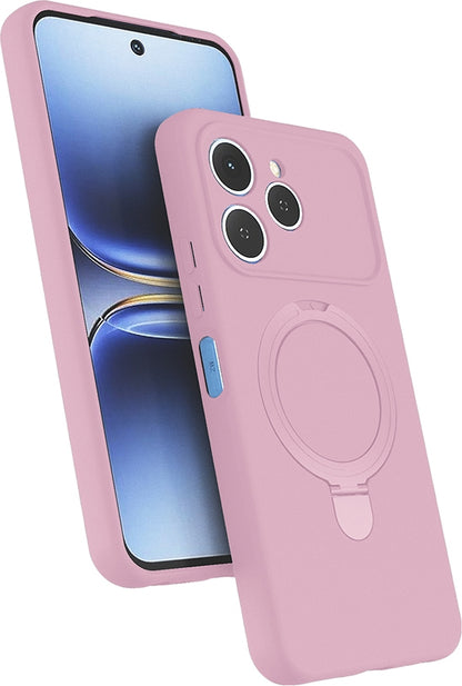 Rengareng Tecno Spark 40 Kılıf M-Safe Şarj Özellikli Standlı Zore Samara Kapak - Pembe