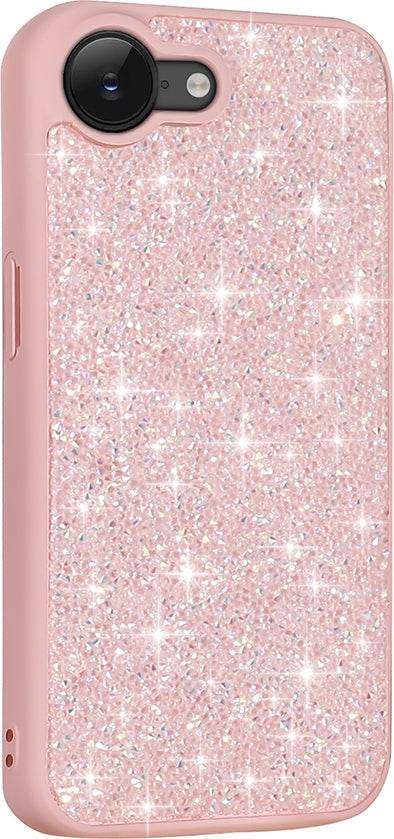 Rengareng iPhone 17E Kılıf Parlak Taşlı Tasarım Zore Pırlanta Kapak - Pembe