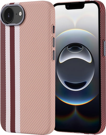 Rengareng iPhone 17E Kılıf M-Safe Şarj Özellikli Karbon Fiber Görünümlü Zore Nekst Kapak - Gold