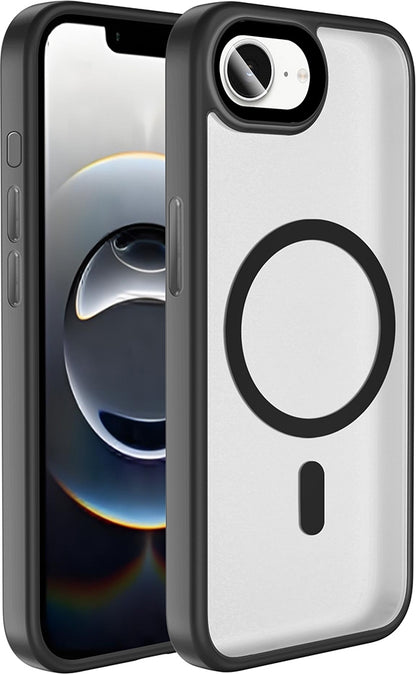Rengareng iPhone 17E Kılıf Mat Arka Yüzey Wireless Şarj Özellikli Zore Flet M-Safe Kapak - Siyah