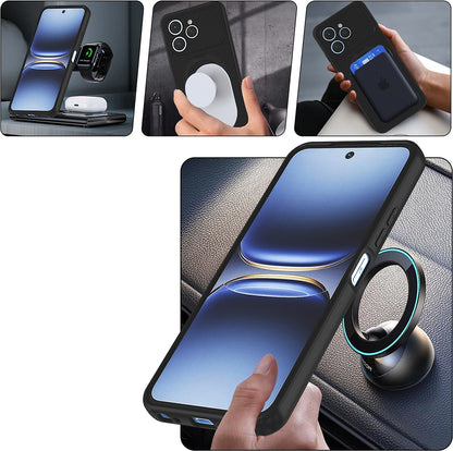 Rengareng Tecno Spark 40 Kılıf M-Safe Şarj Özellikli Standlı Zore Samara Kapak - Siyah