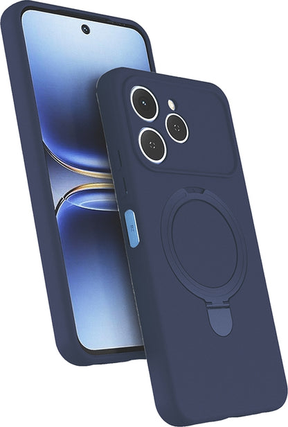 Rengareng Tecno Spark 40 Kılıf M-Safe Şarj Özellikli Standlı Zore Samara Kapak - Lacivert