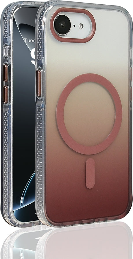 Rengareng iPhone 17E Kılıf M-Safe Şarj Özellikli Transparan Renk Geçişli Zore Toros Kapak - Rose Gold