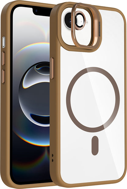 Rengareng iPhone 17E Kılıf Standlı ve Kamera Lens Hediyeli M-Safe Şarj Özellikli Zore Etro Kapak - Desert Tita