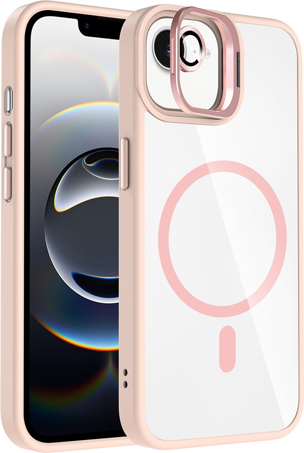 Rengareng iPhone 17E Kılıf Standlı ve Kamera Lens Hediyeli M-Safe Şarj Özellikli Zore Etro Kapak - Desert Tita
