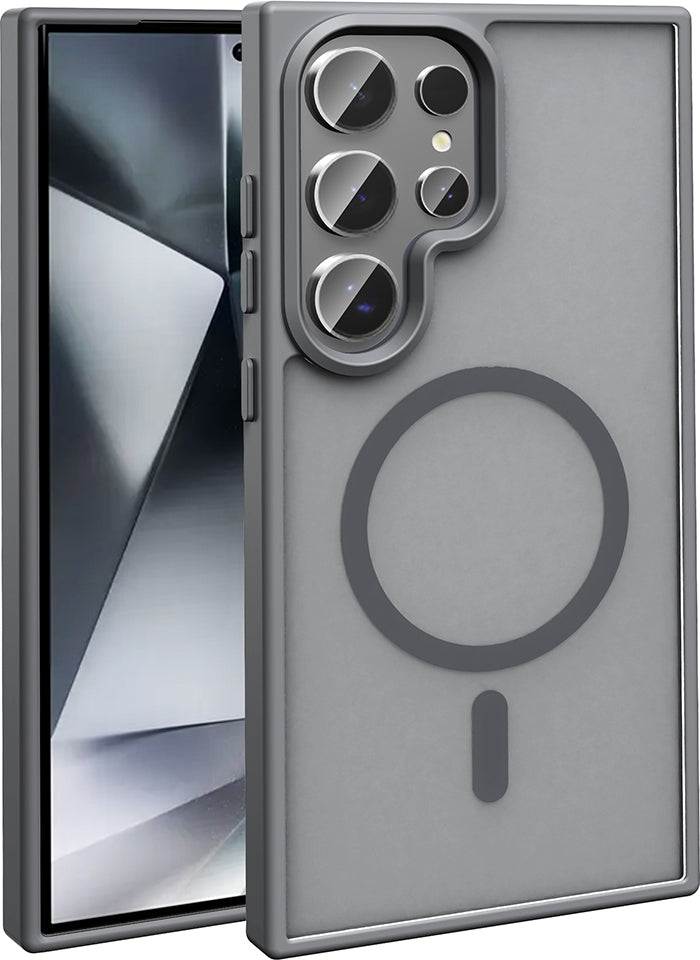 Rengareng Galaxy S26 Ultra Kılıf M-Safe Şarj Özellikli Mat Arka Yüzey Zore Sio Kapak - Gri