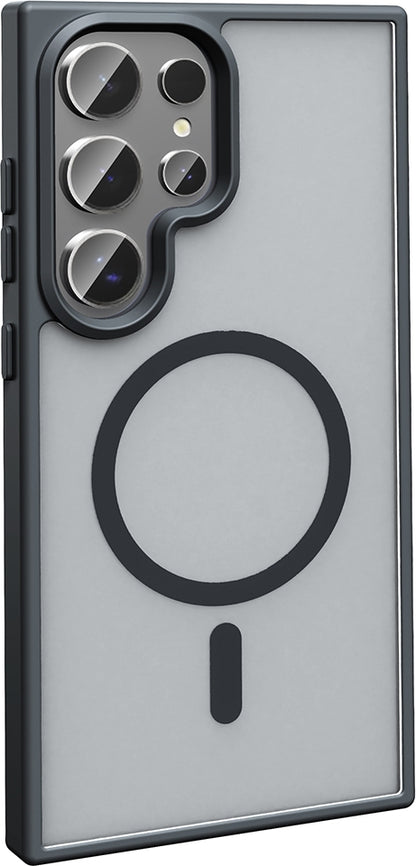 Rengareng Galaxy S26 Ultra Kılıf M-Safe Şarj Özellikli Mat Arka Yüzey Zore Sio Kapak - Gri