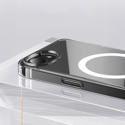 Rengareng iPhone 17E Kılıf M-Safe Şarj Özellikli Şeffaf Sert Pc Zore Embos Kapak - Şeffaf